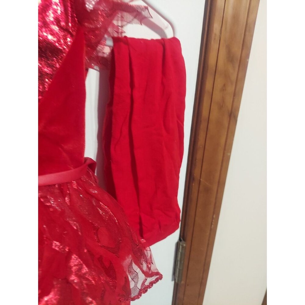 Spirit Devil Halloween Costume Dress Headband Tights Hair Pitchfork Size 2T - Picture 7 of 10